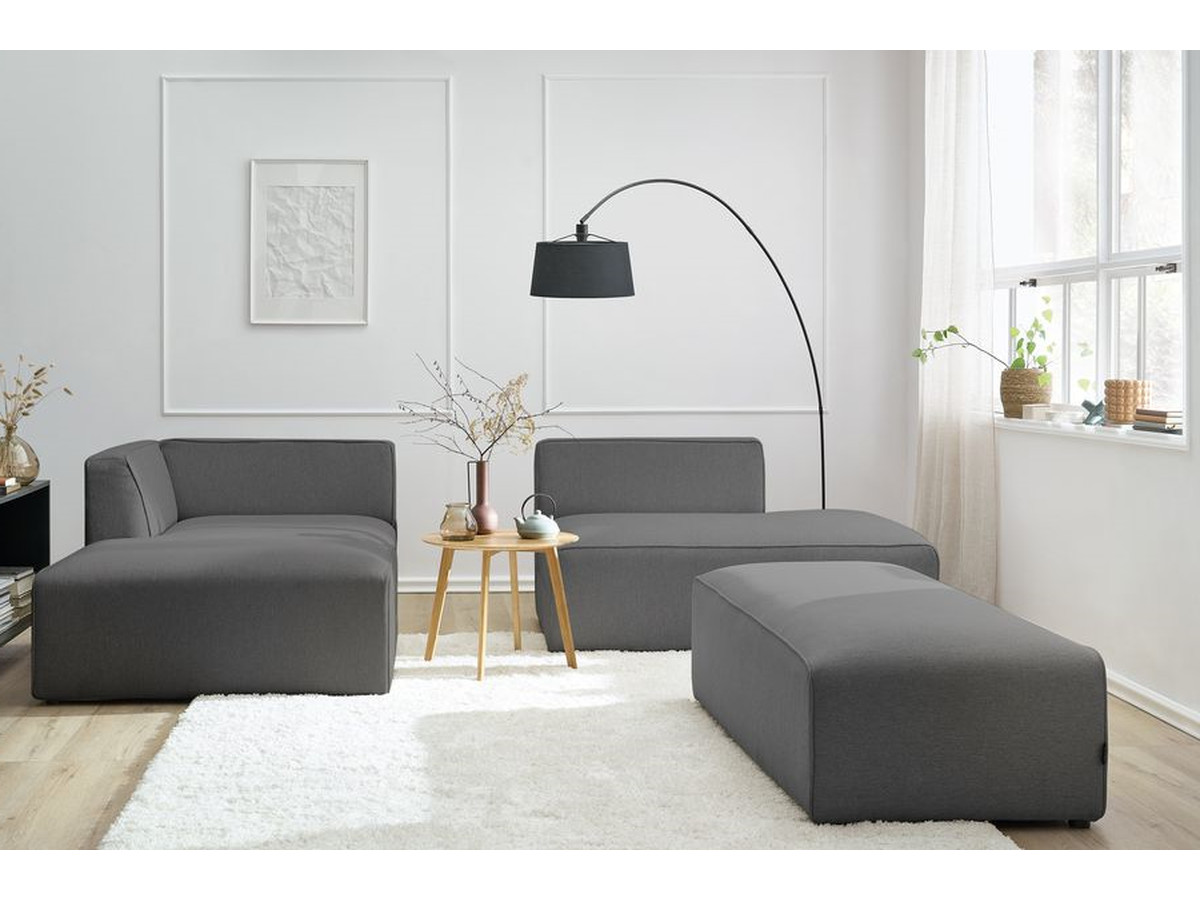 Canapé d'angle fixe EVEREST tissu chiné - Orange - Angle droit - 10 coussins