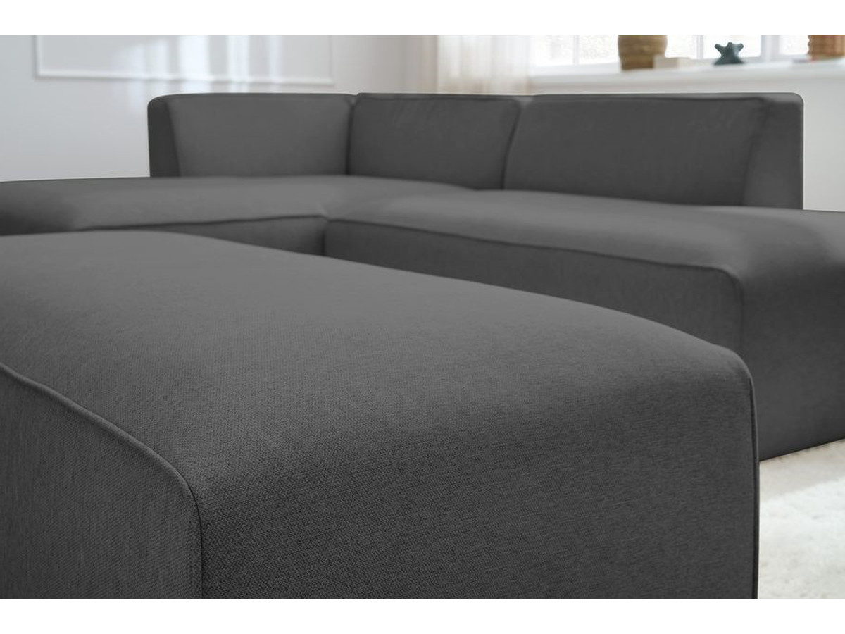 Canapé d'angle fixe EVEREST tissu chiné - Orange - Angle droit - 10 coussins