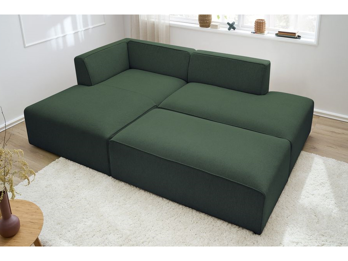 Canapé d'angle fixe EVEREST tissu chiné - Orange - Angle droit - 10 coussins