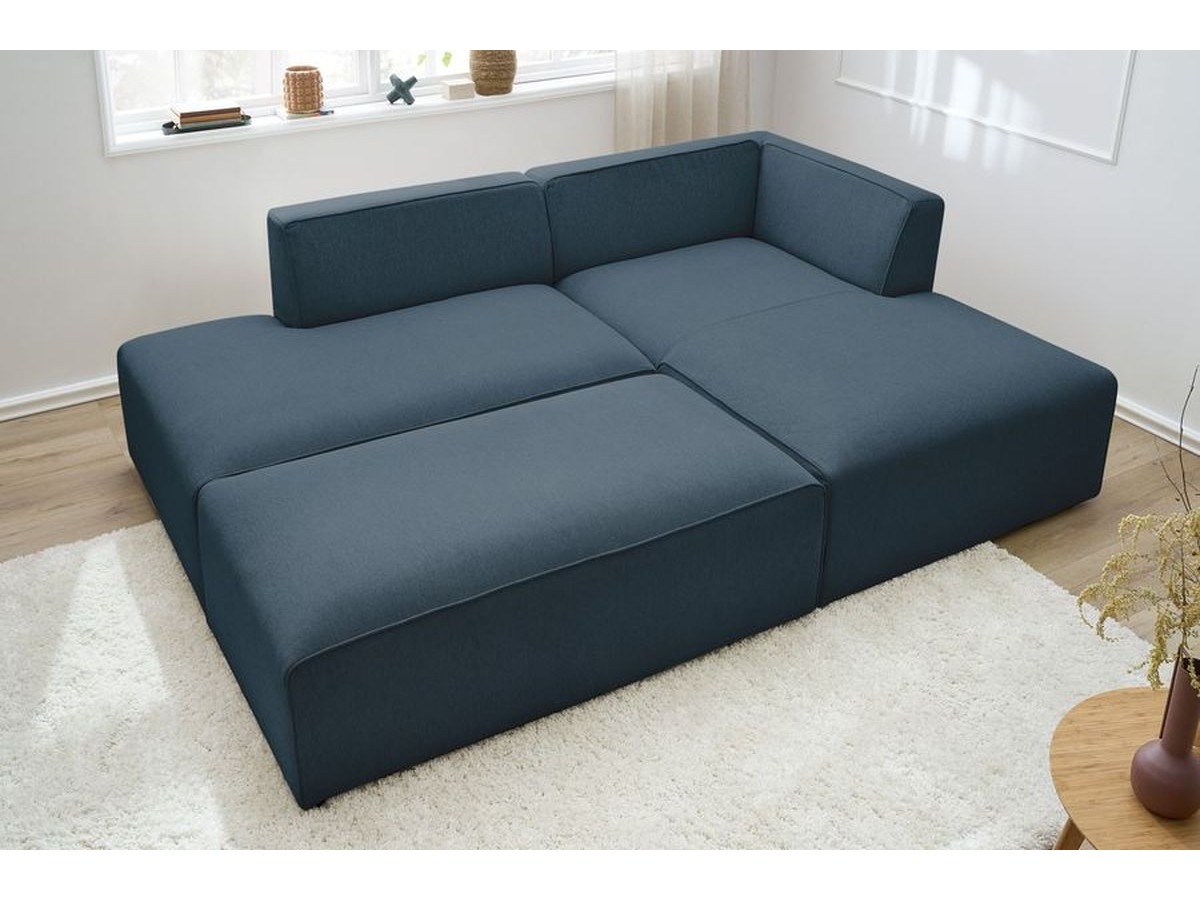 Canapé d'angle fixe EVEREST tissu chiné - Orange - Angle droit - 10 coussins