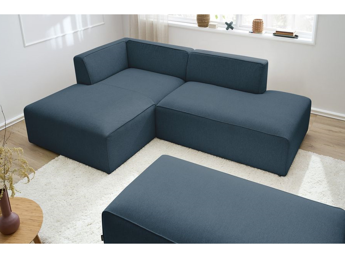 Canapé d'angle fixe EVEREST tissu chiné - Orange - Angle droit - 10 coussins