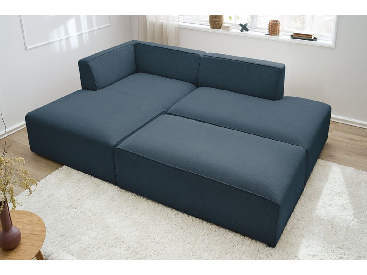 Canapé d'angle fixe EVEREST tissu chiné - Orange - Angle droit - 10 coussins