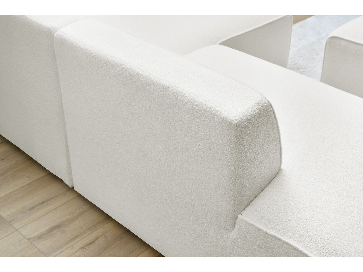 Canapé d'angle fixe EVEREST tissu chiné - Orange - Angle droit - 10 coussins