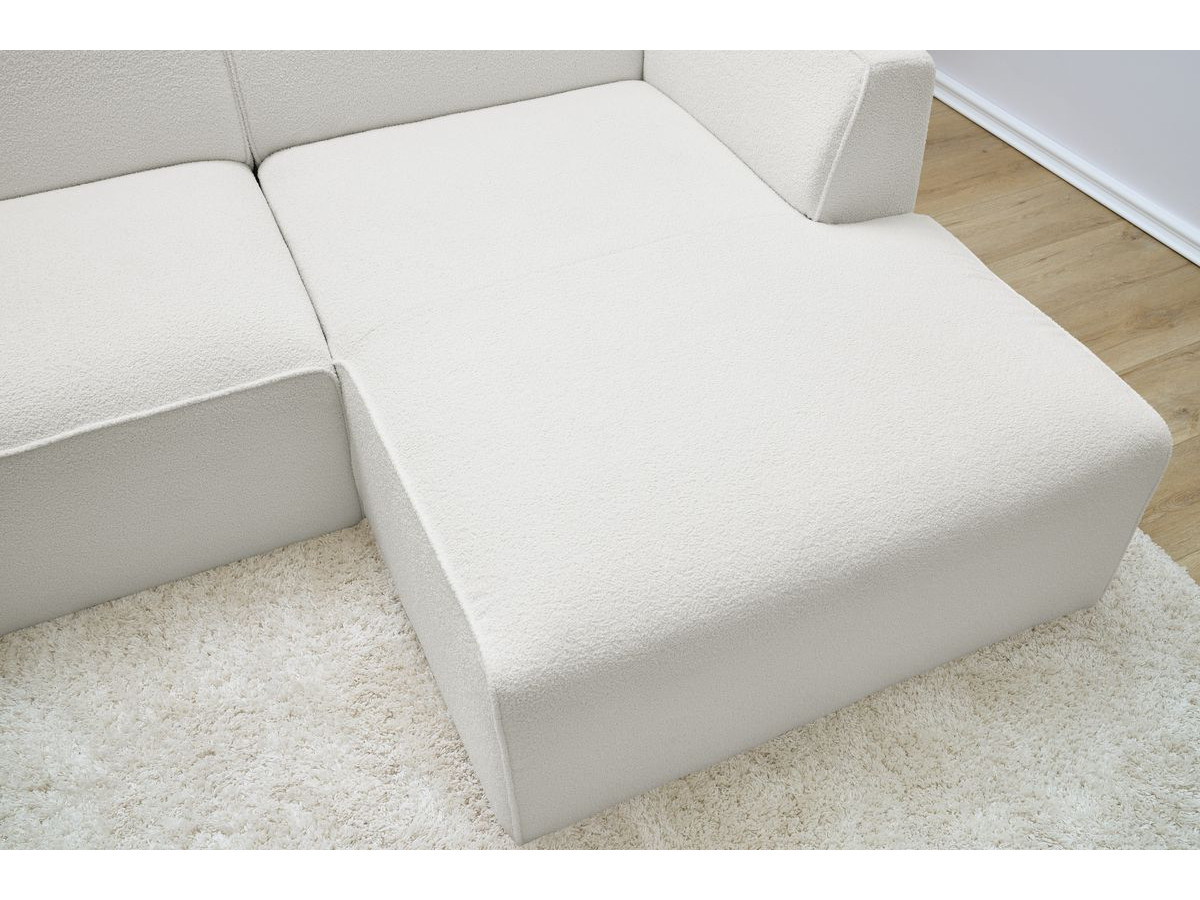 Canapé d'angle fixe EVEREST tissu chiné - Orange - Angle droit - 10 coussins
