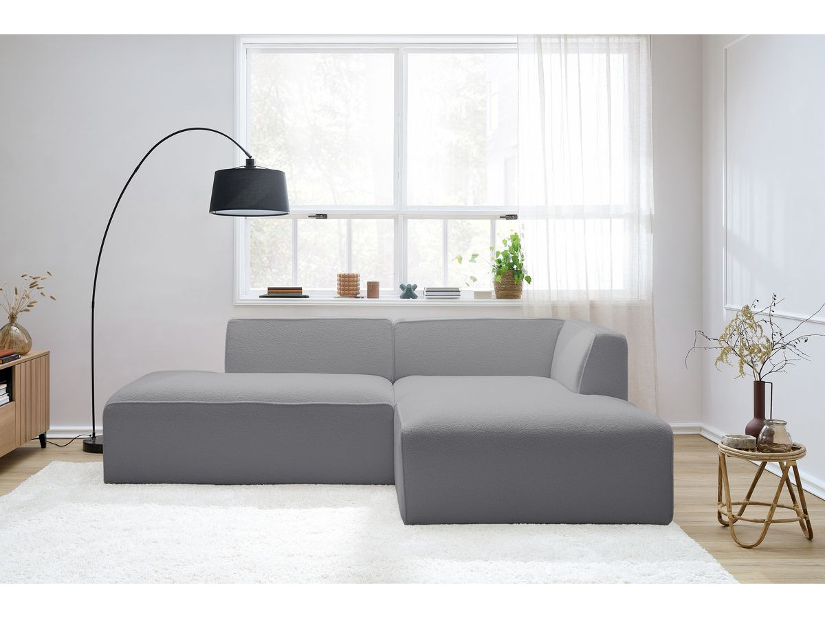 Canapé d'angle MEGEVE bouclette gris clair — vue 5