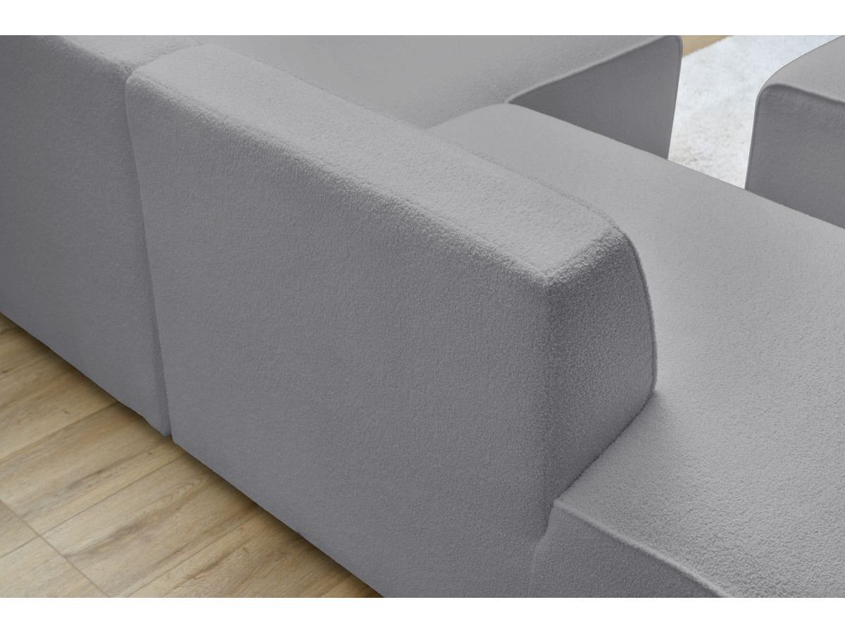 Canapé d'angle fixe EVEREST tissu chiné - Orange - Angle droit - 10 coussins
