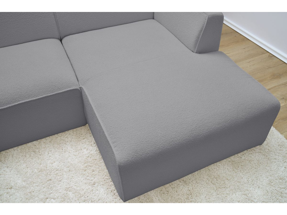 Canapé d'angle fixe EVEREST tissu chiné - Orange - Angle droit - 10 coussins