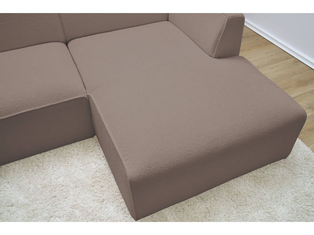 Canapé d'angle fixe EVEREST tissu chiné - Orange - Angle droit - 10 coussins