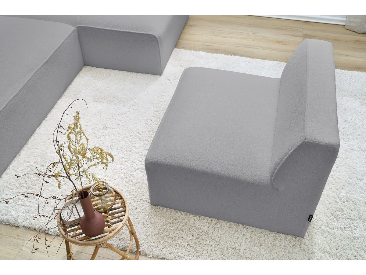 Chauffeuse 1 place pour canapé modulable MEGEVE bouclette gris clair — vue 5