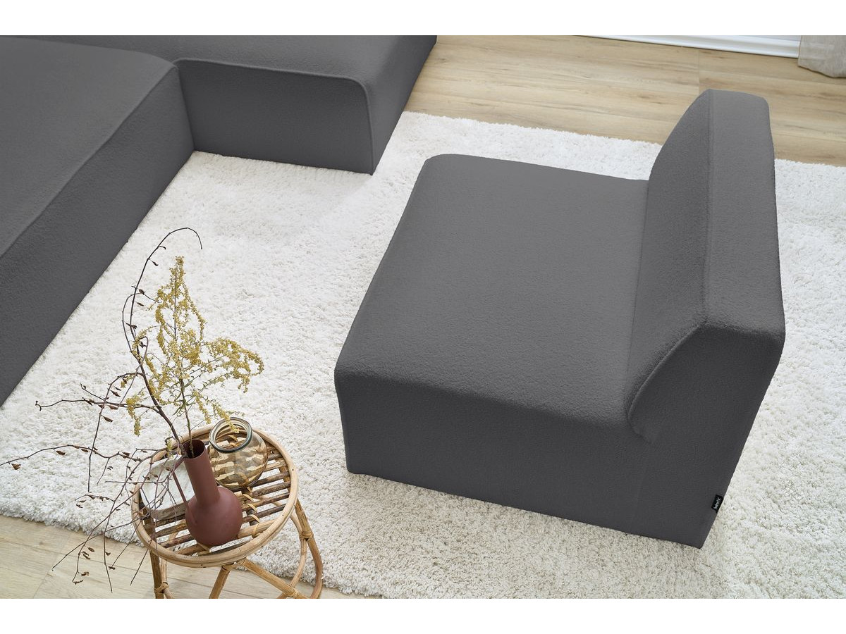 Chauffeuse 1 place pour canapé modulable MEGEVE bouclette gris foncé — vue 5