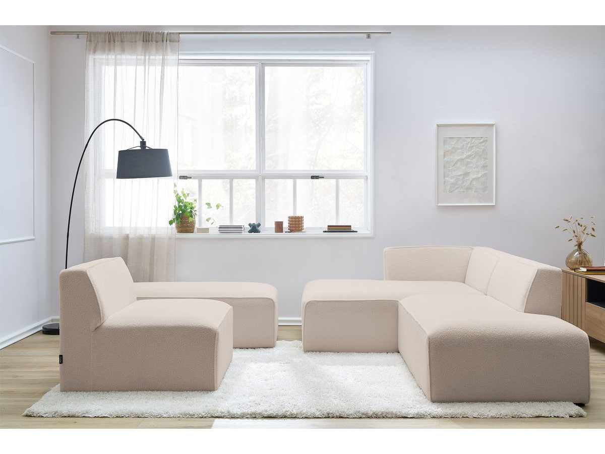 Canapé d'angle modulable MEGEVE bouclette beige — vue 5