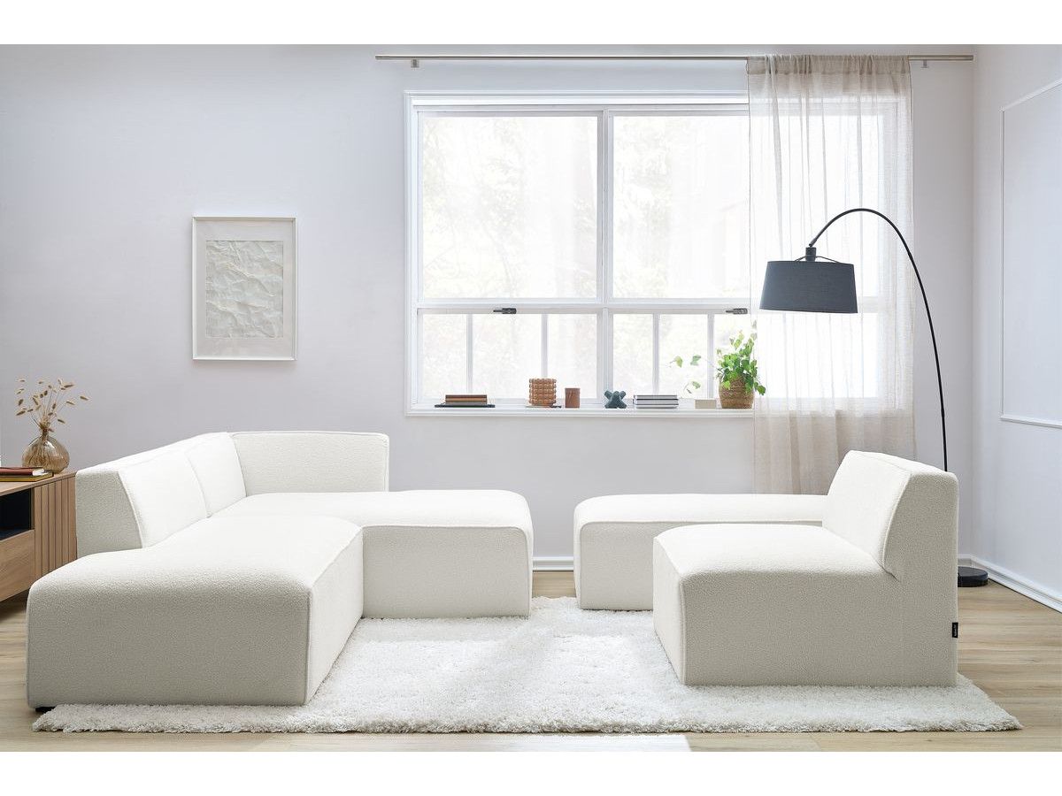 Canapé d'angle modulable MEGEVE bouclette blanc — vue 5