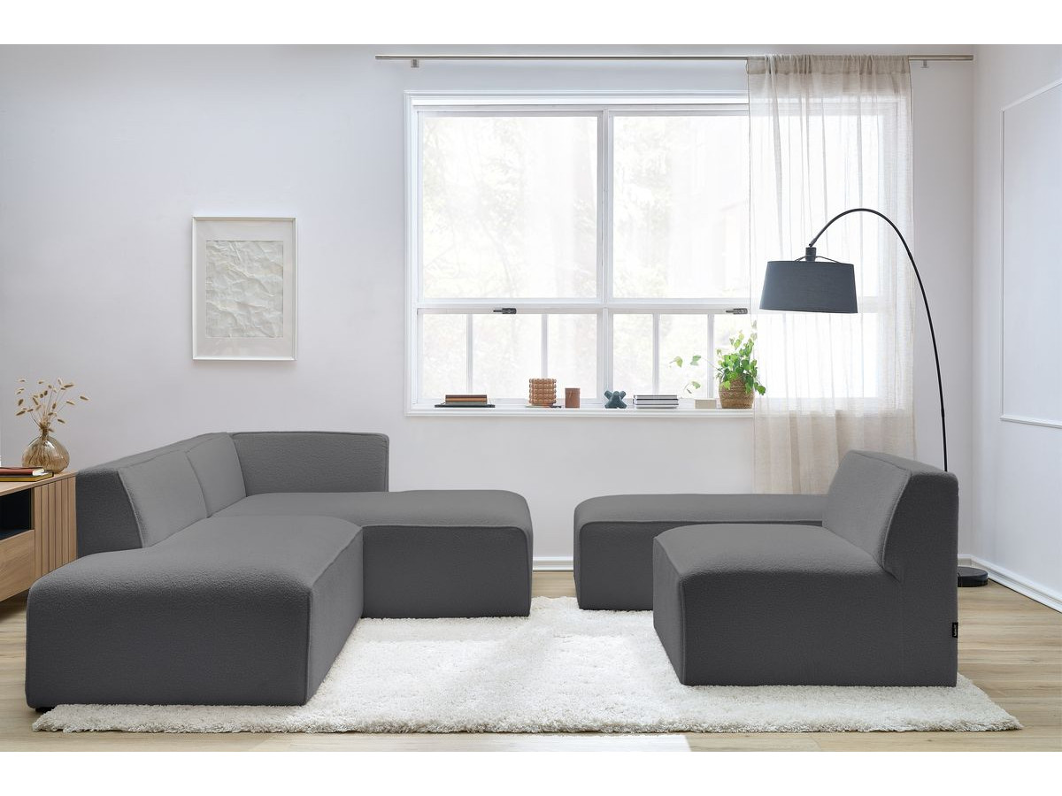 Canapé d'angle modulable MEGEVE bouclette gris foncé — vue 5