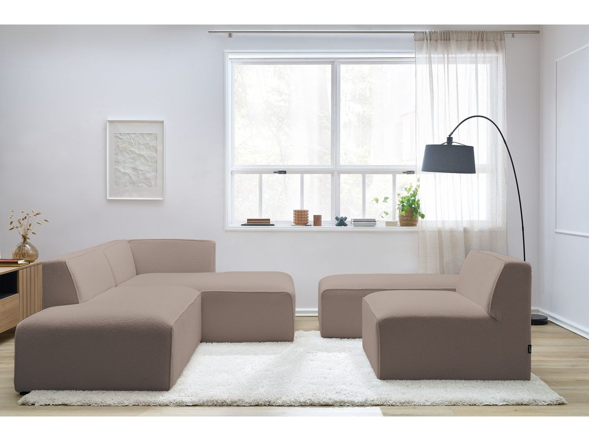 Canapé d'angle modulable MEGEVE bouclette marron — vue 5