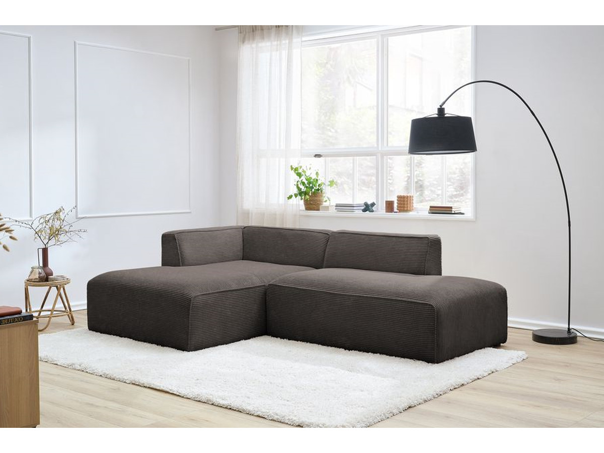 Canapé d'angle fixe MEGEVE tissu velours côtelé marron angle gauche BOBOCHIC 4 places - Vue supplémentaire 3