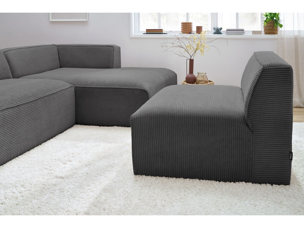 Chauffeuse 1 place pour canapé modulable MEGEVE tissu velours côtelé gris foncé BOBOCHIC 1 places - Vue supplémentaire 3