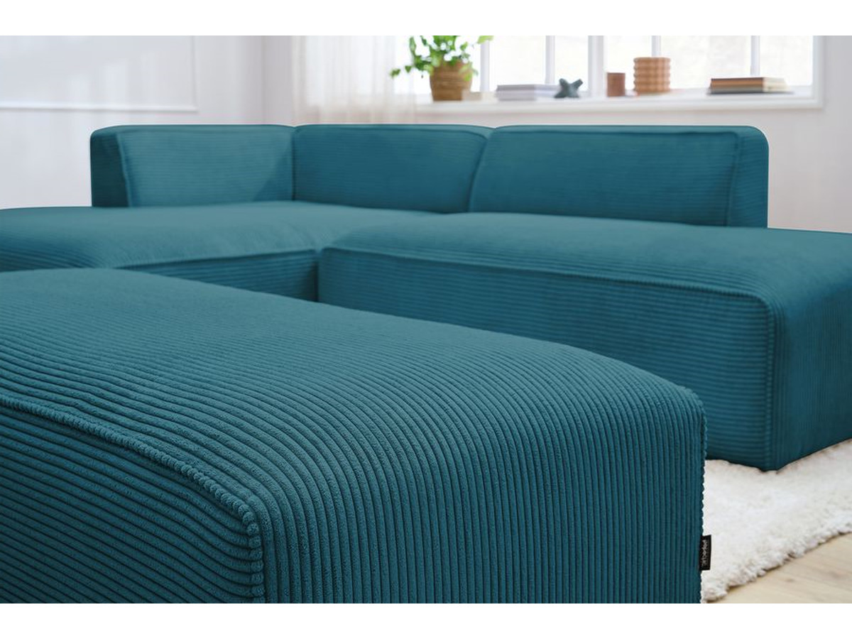 MEGEVE vaste modulaire hoekbank in corduroy stof met voetenbank