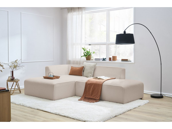 Canapé d'angle fixe MEGEVE tissu bouclette