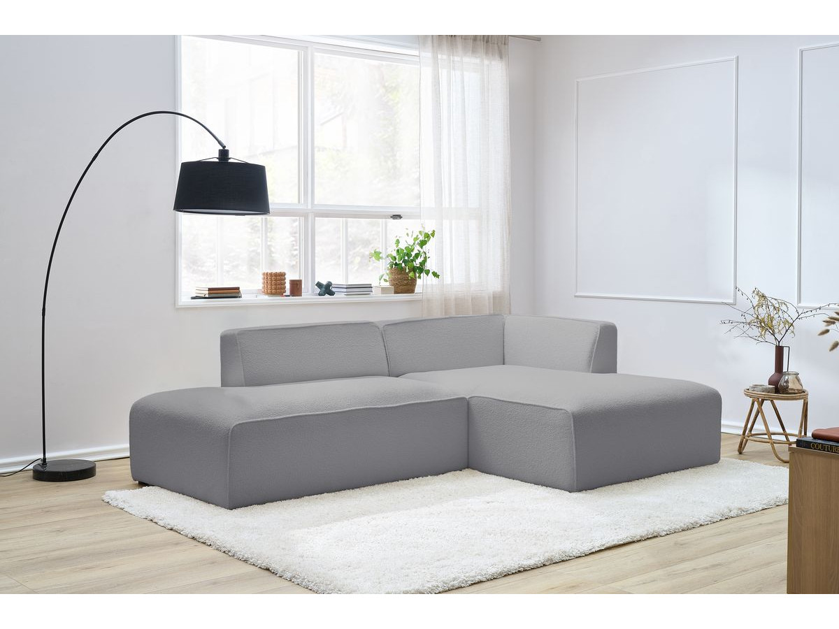 Canapé d'angle fixe EVEREST tissu chiné - Orange - Angle droit - 10 coussins