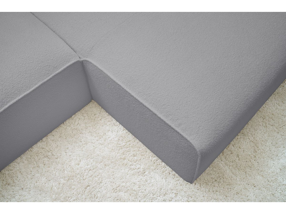 Canapé d'angle fixe EVEREST tissu chiné - Orange - Angle droit - 10 coussins