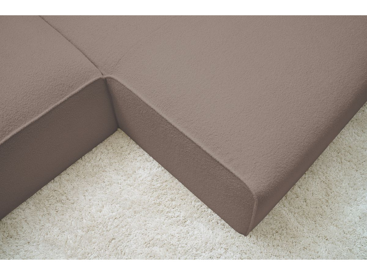 Canapé d'angle fixe EVEREST tissu chiné - Orange - Angle droit - 10 coussins