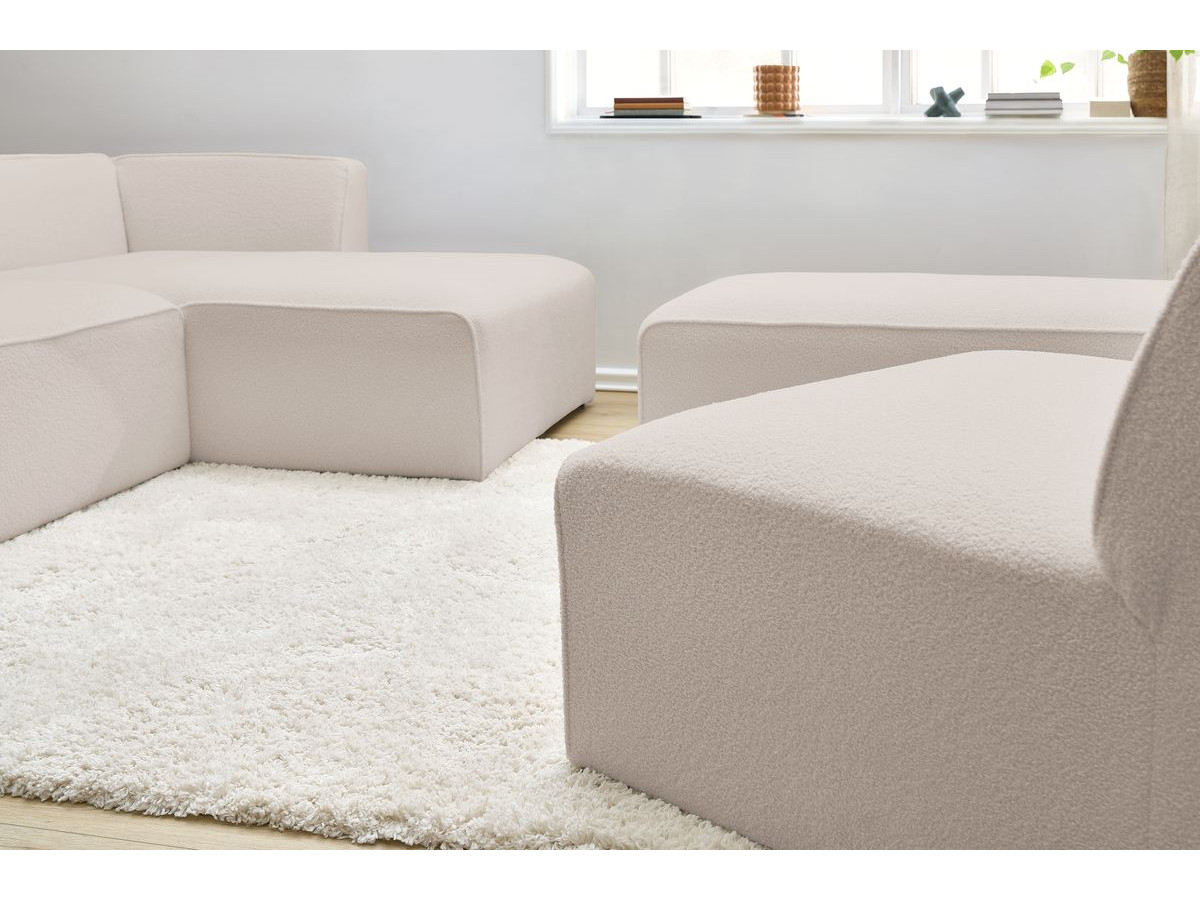 Canapé d'angle fixe EVEREST tissu chiné - Orange - Angle droit - 10 coussins