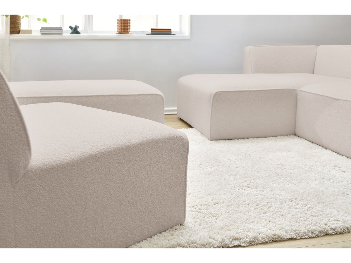 Canapé d'angle fixe EVEREST tissu chiné - Orange - Angle droit - 10 coussins