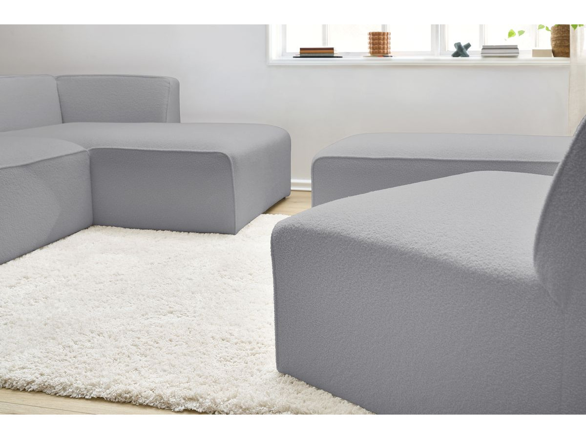 Canapé d'angle fixe EVEREST tissu chiné - Orange - Angle droit - 10 coussins
