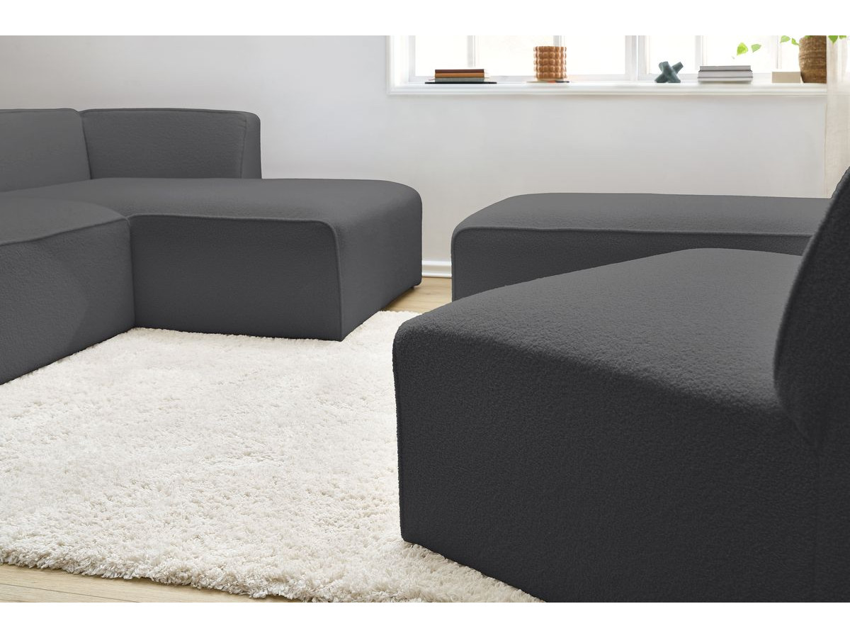 Canapé d'angle fixe EVEREST tissu chiné - Orange - Angle droit - 10 coussins