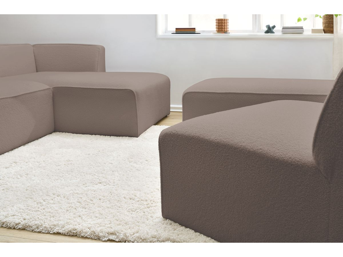 Canapé d'angle fixe EVEREST tissu chiné - Orange - Angle droit - 10 coussins