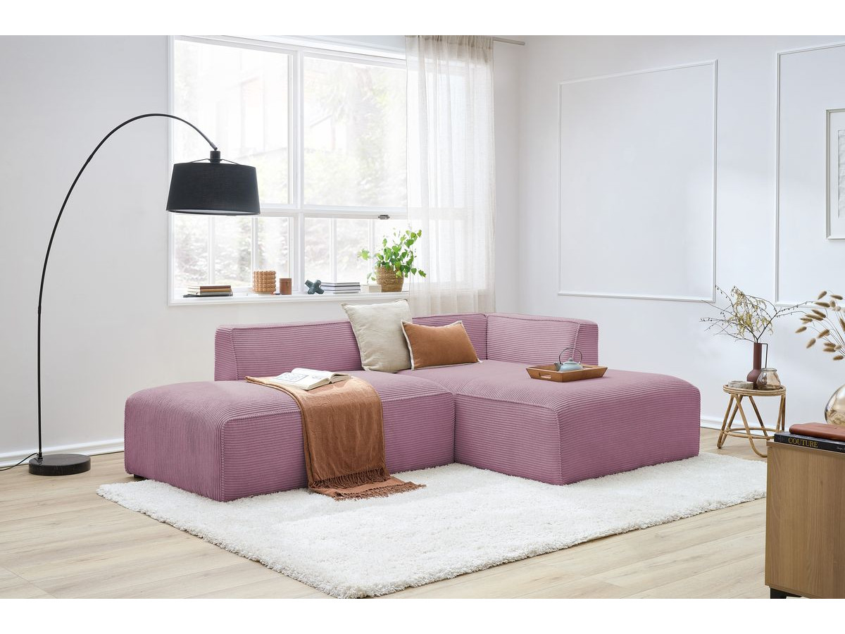 MEGEVE vaste hoekbank in corduroy stof