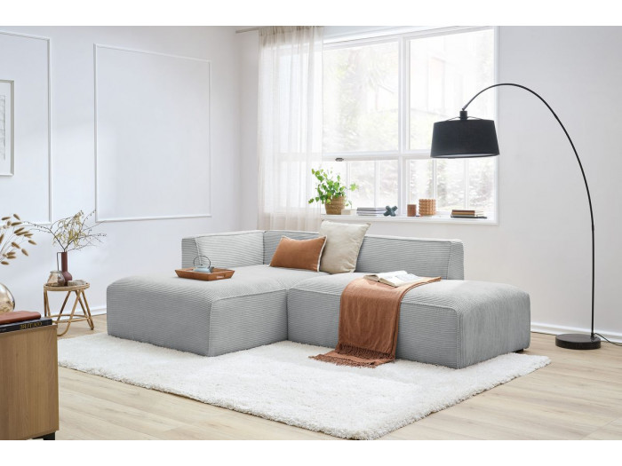 Canapé d'angle fixe MEGEVE tissu velours côtelé