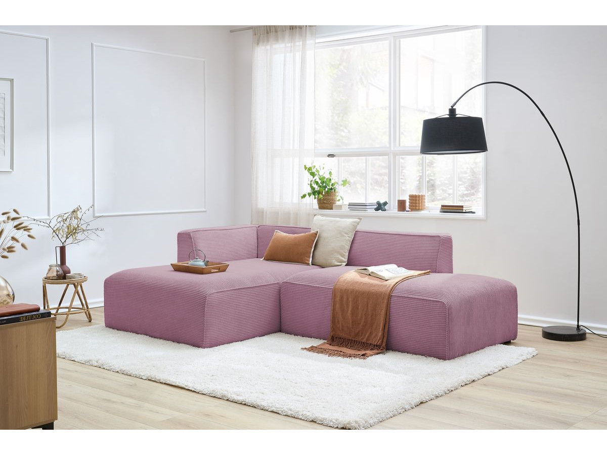 MEGEVE vaste hoekbank in corduroy stof