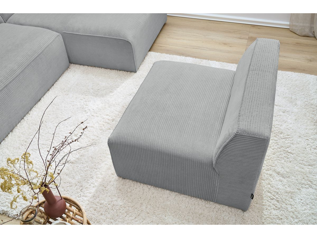 Chauffeuse 1 place pour canapé modulable MEGEVE tissu velours côtelé gris clair BOBOCHIC 1 places - Vue supplémentaire 3