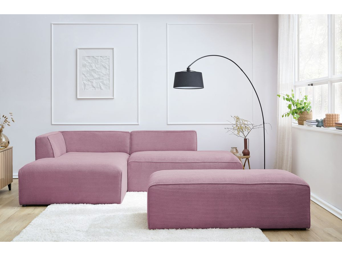 MEGEVE vaste modulaire hoekbank in corduroy stof met voetenbank