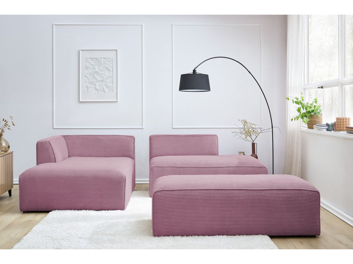 MEGEVE vaste modulaire hoekbank in corduroy stof met voetenbank