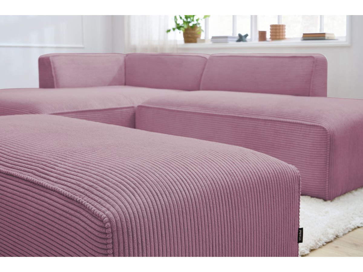 MEGEVE vaste modulaire hoekbank in corduroy stof met voetenbank