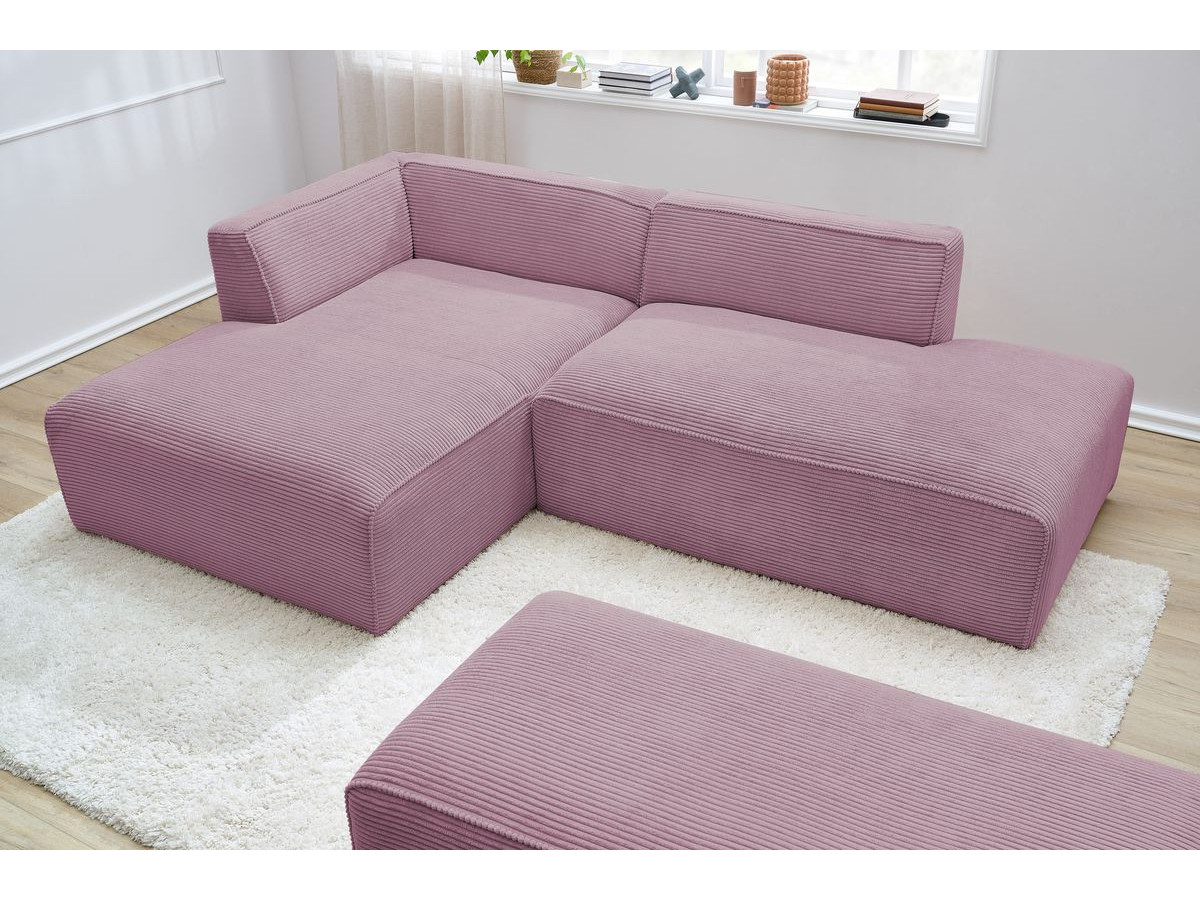 MEGEVE vaste modulaire hoekbank in corduroy stof met voetenbank