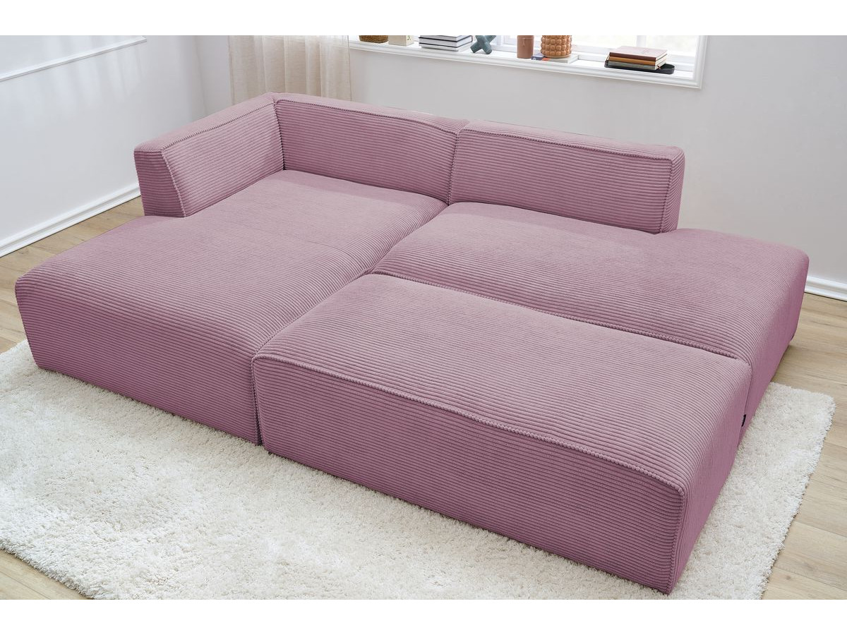 MEGEVE vaste modulaire hoekbank in corduroy stof met voetenbank