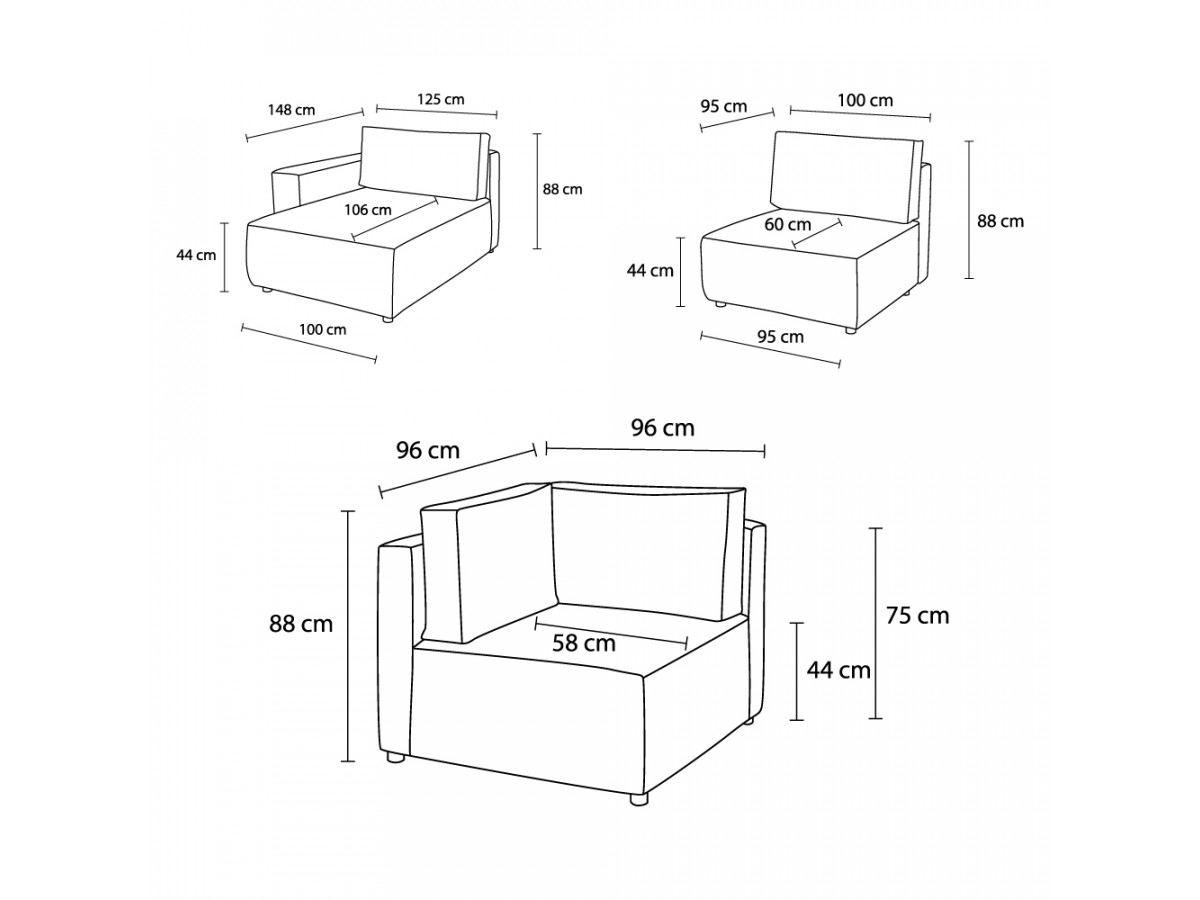 Canapé d'angle fixe EVEREST tissu chiné - Orange - Angle droit - 10 coussins