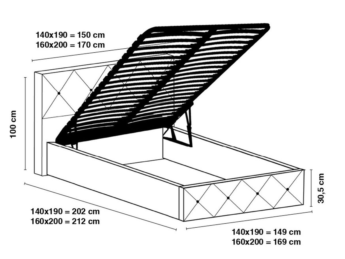 SIXTINE gestoffeerd opbergbed