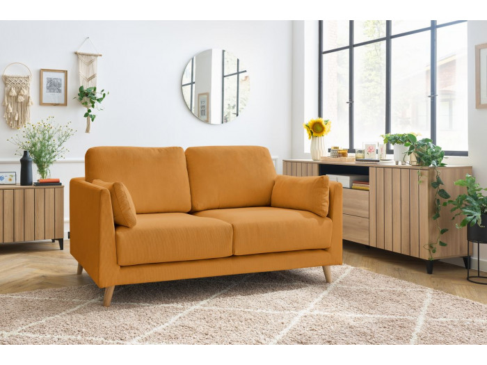 Canapé droit fixe 2 places MONTMARTRE Tissu velours côtelé