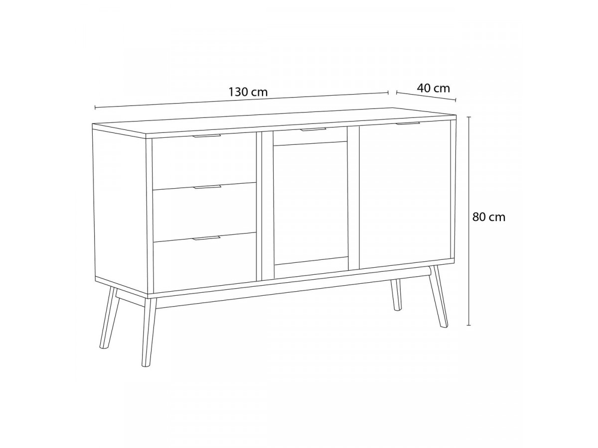 ALBI 130 cm dressoir van massief hout en rotan