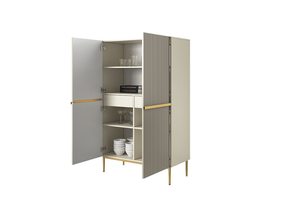 Buffet haut 2 portes 100 cm KASHA Pieds or beige — vue 5
