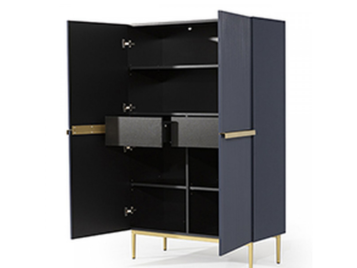 Buffet haut 2 portes 100 cm KASHA Pieds or bleu foncé — vue 5