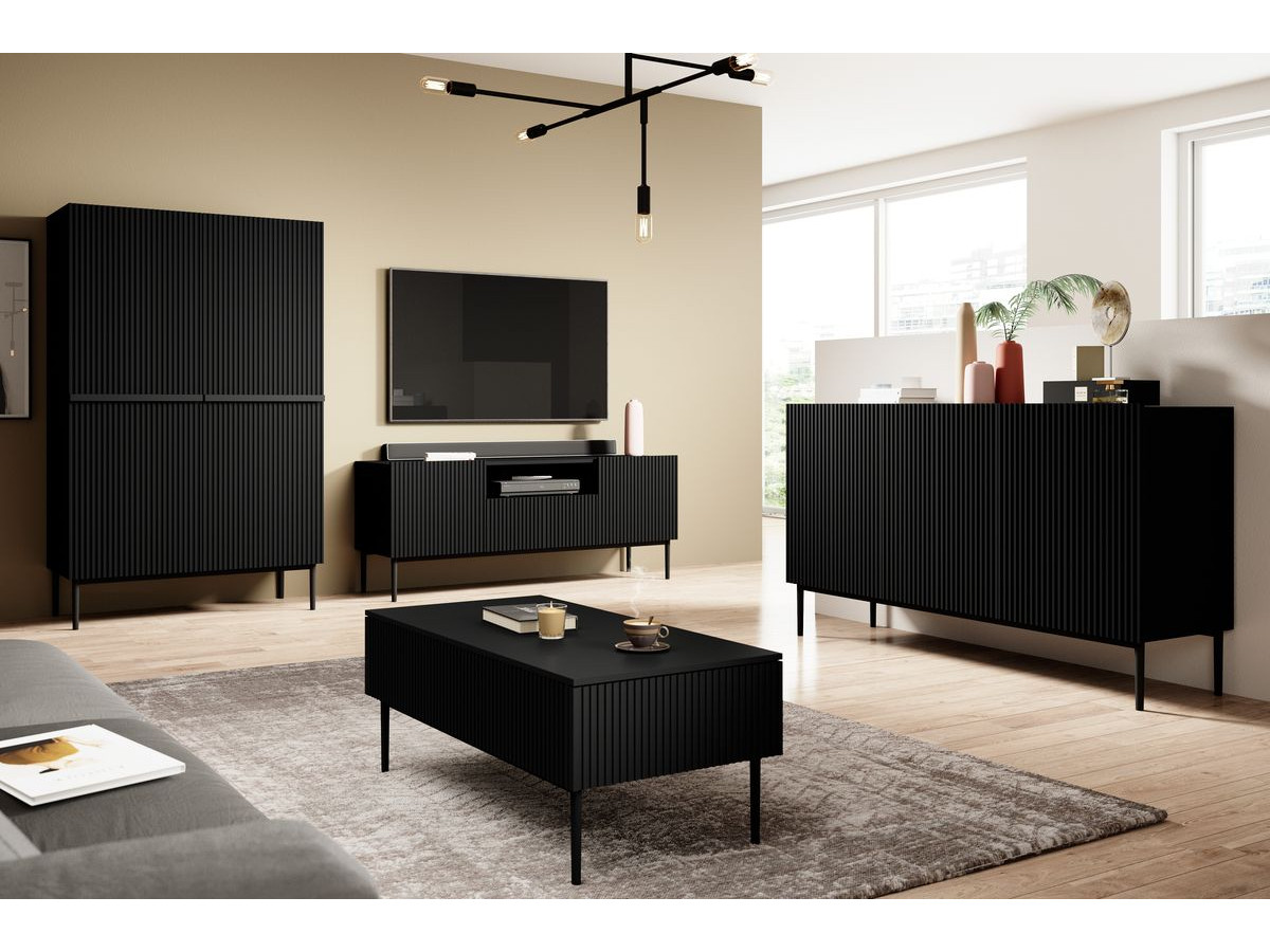 Buffet haut 2 portes 100 cm KASHA Pieds noir noir — vue 5