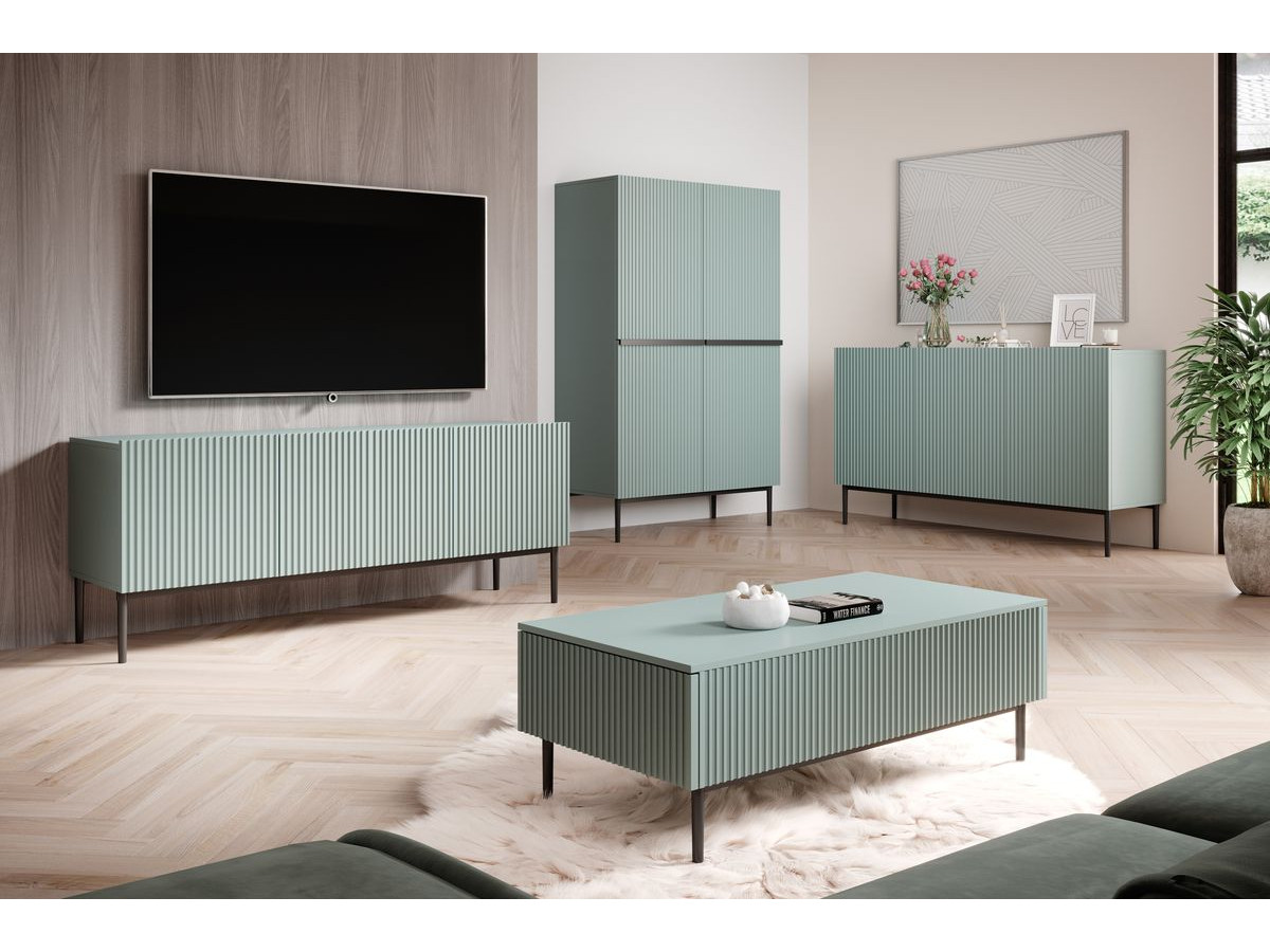 Buffet haut 2 portes 100 cm KASHA Pieds noir bleu clair