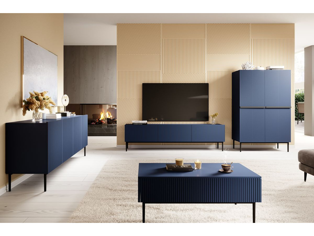 Buffet haut 2 portes 100 cm KASHA Pieds noir bleu foncé — vue 5