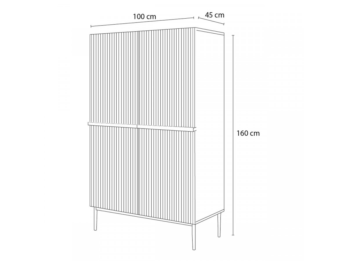 Buffet haut 2 portes 100 cm KASHA Pieds noir