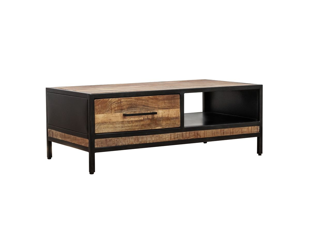 Table basse 1 tiroir BEAUBOURG bois massif de manguier — vue 3